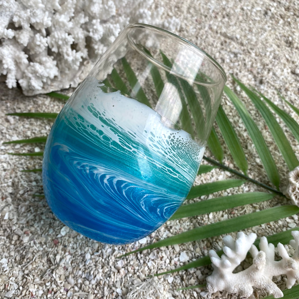 レジンアート　オーシャングラス　グラスセット　海アート 海レジンアート【オーシャングラス】330ml / 1個 | Alpha Ocean