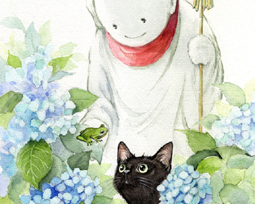 ポストカード6枚セット【猫とお地蔵様】 絵画 いろは癒し塾