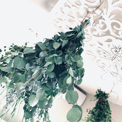 おまとめ⭐︎swag #302 森の香り グリーン 紫陽花 縦型 スワッグ Autumn Hydrangea & Eucalyptus Garland Swag 360