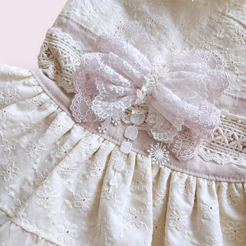 犬服　NO.78 刺繍コットンバルーンワンピース　ハンドメイド 犬服 NO.78 刺繍コットンバルーンワンピース ハンドメイド 犬用品