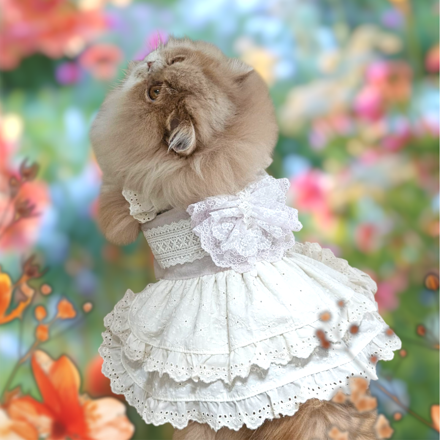 ハンドメイド　ダンガリーバックリボンワンピース　　　花柄チュールレース　犬服 楽天市場】チュール ワンピース（ドッグウェア｜犬用品）：ペット