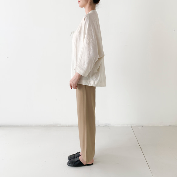 en-enリネン＋混紡・前ヒモ結び・コクーン型　アイボリー 5枚目の画像