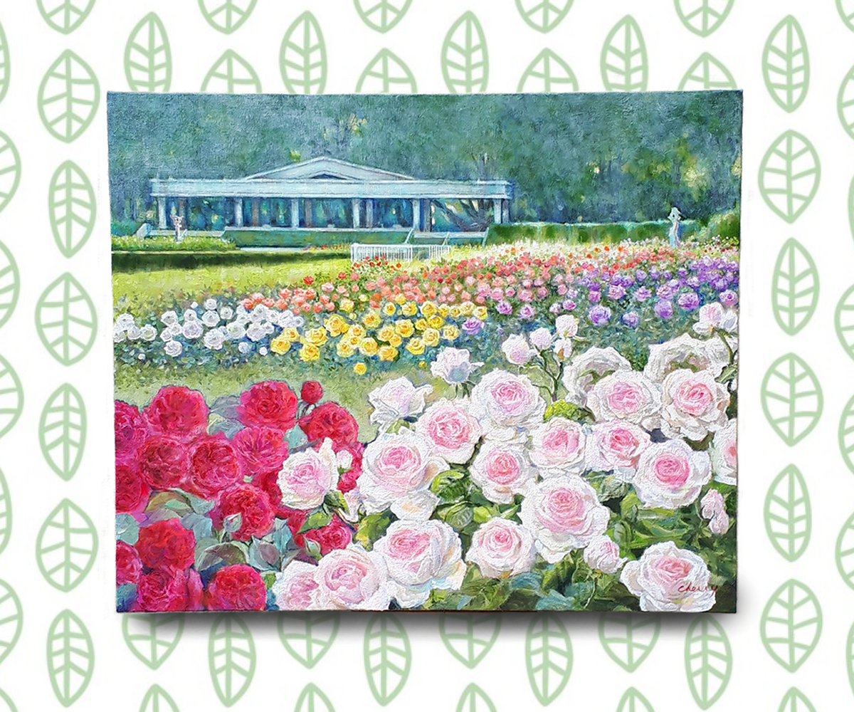 油絵 絵画 レインボーローズ【Ａ3】 c03f7f7863e8c343b290894cca1fdd