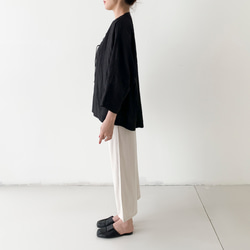 en-enリネン＋混紡・前ヒモ結び・コクーン型　黒 5枚目の画像