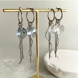 14kgf 宝石質天然石のペアシェイプファセットカットピアス（5色展開