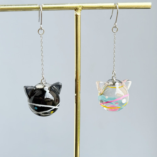 色が選べる☆にゃんこヨーヨーピアス・イヤリング イヤーカフ