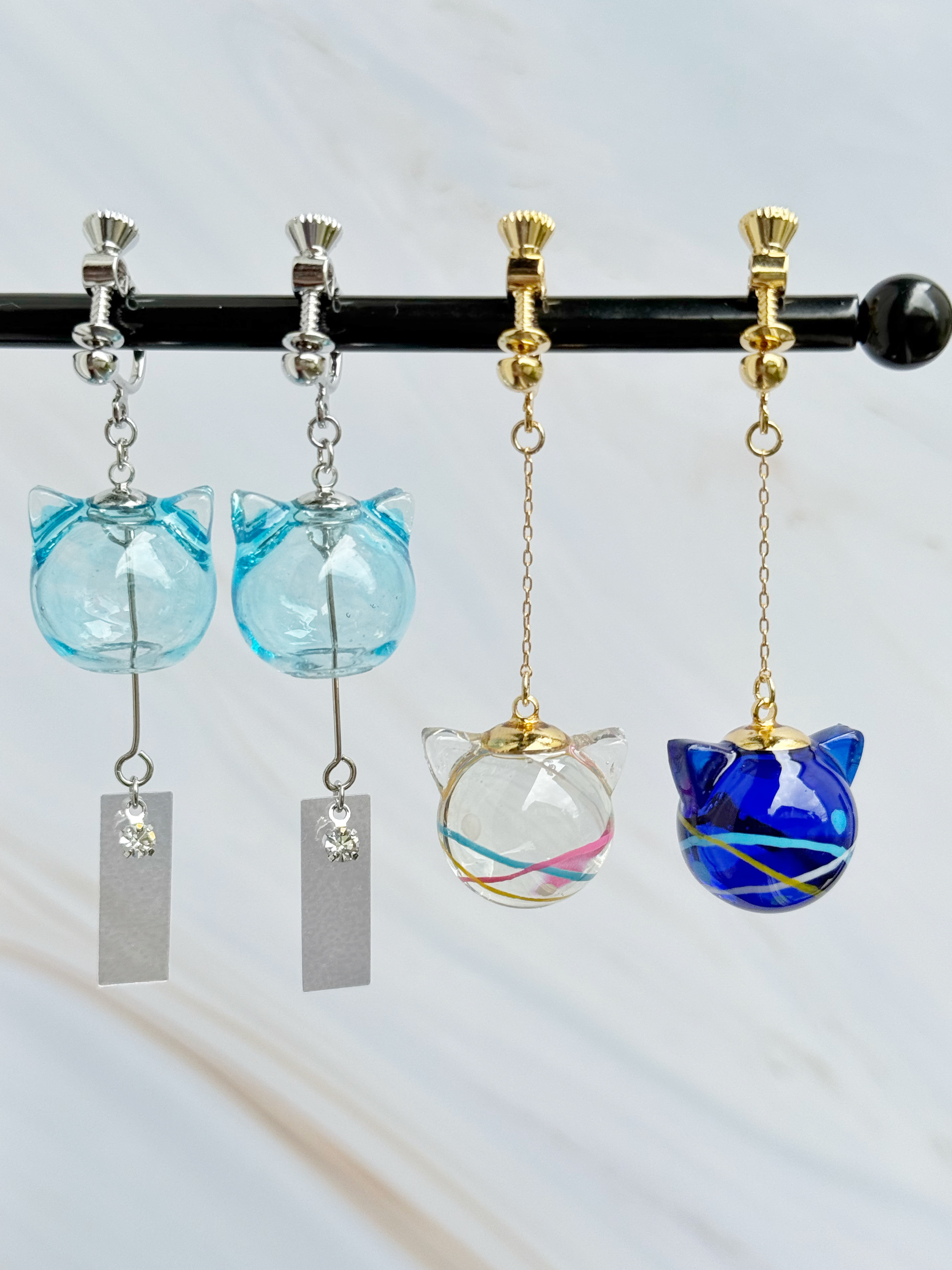 【数量限定特価】ねこりんとにゃんこ水風船の耳飾りセット　数量限定　ヨーヨー　夏祭り　風鈴　花火大会