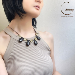 おだやかな波の誘い♪大粒ラリマーの天然石マクラメ編み