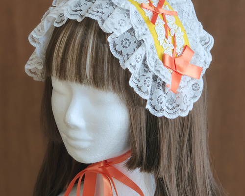木漏れ日のバラ園ヘッドドレス(イエロー×オレンジ) ヘッドドレス