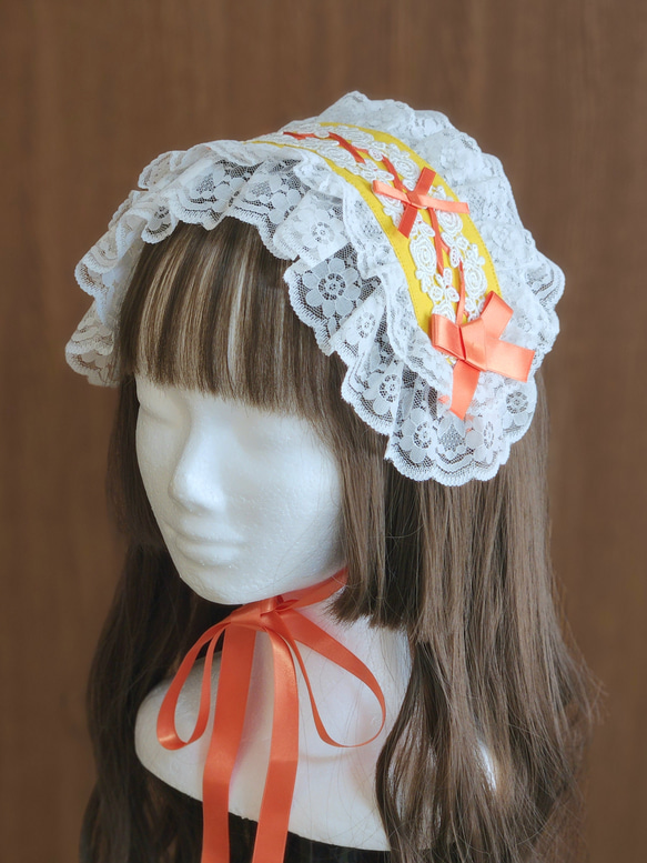 木漏れ日のバラ園ヘッドドレス(イエロー×オレンジ) ヘッドドレス