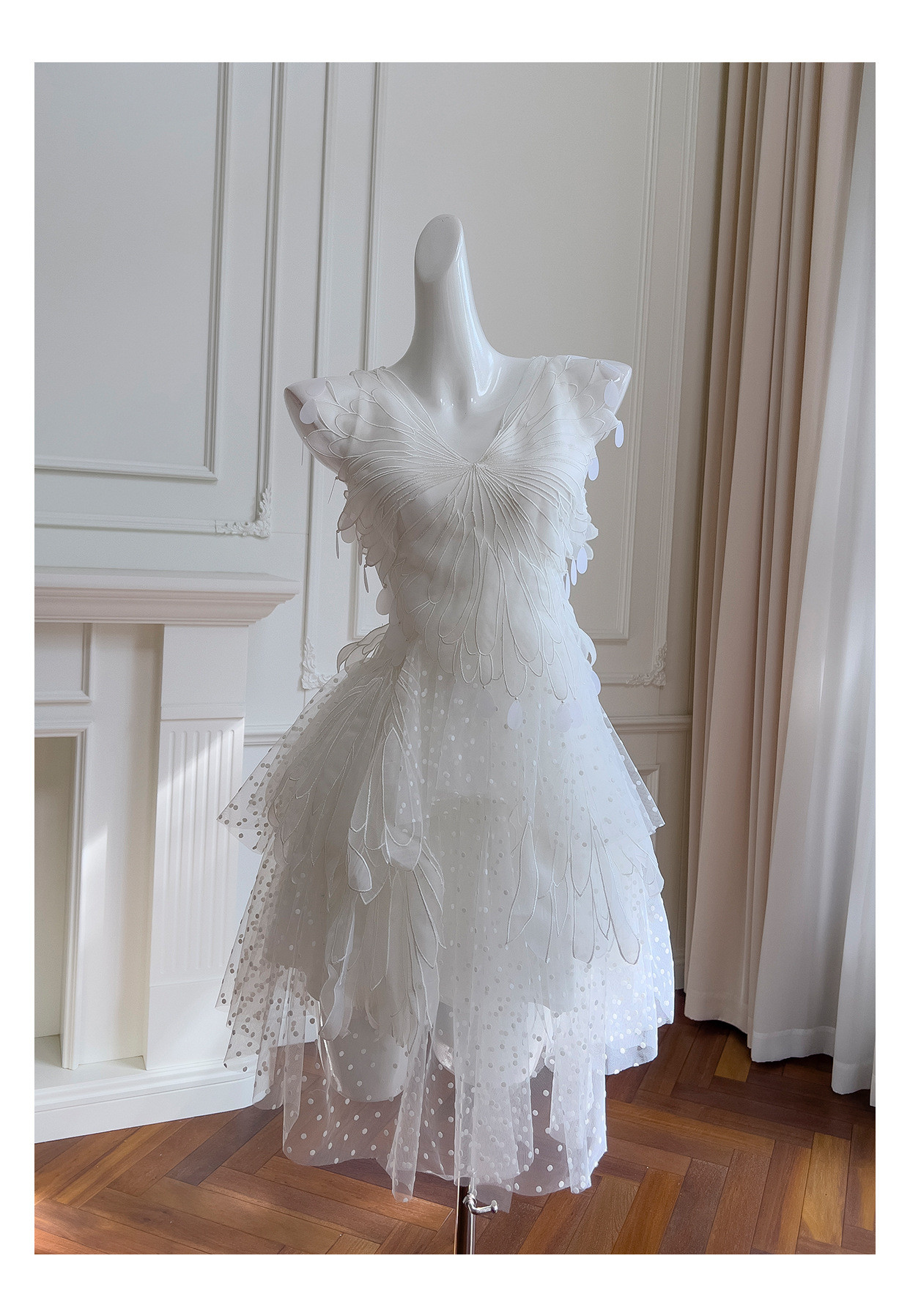 ドレス パーティー ウェディング ワンピース ショート プリンセス 白 上品 優雅 韓国風 結婚式 お呼ばれ