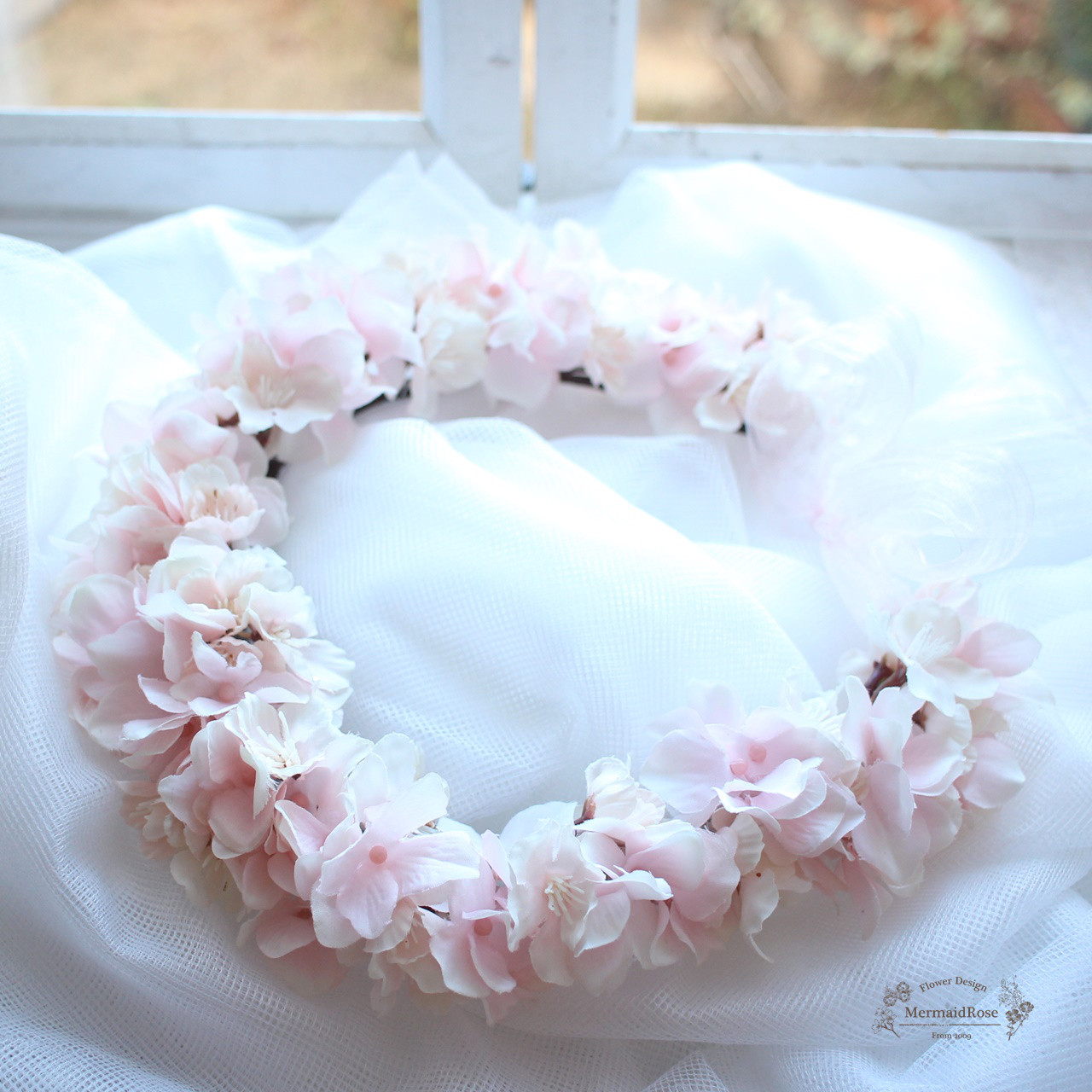 プルメリアブーケ　ミックスカラー　ブルー花冠　ホワイト花冠　リストレット付き プルメリアブーケ ミックスカラー ブルー花冠 ホワイト花冠