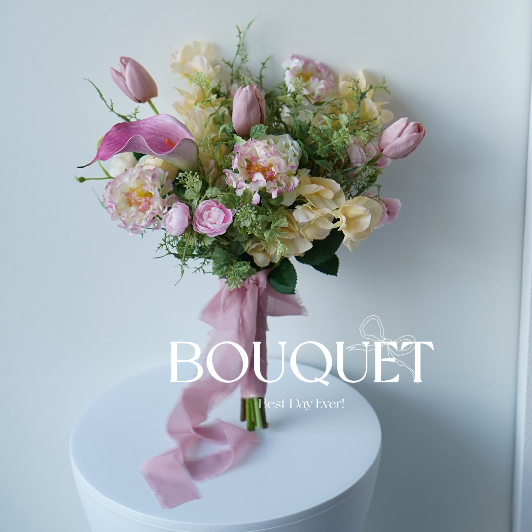 ナチュラル ┊︎ ピンク系  アーティフィシャルフラワーブーケ　ウェディングブーケ　クラッチブーケ　造花ブーケ