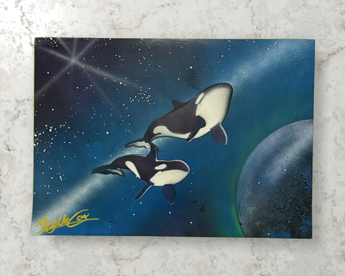 シャチの幻想的なスプレーアート 8c12399d4e10ada8bf8fea68ed7b8d