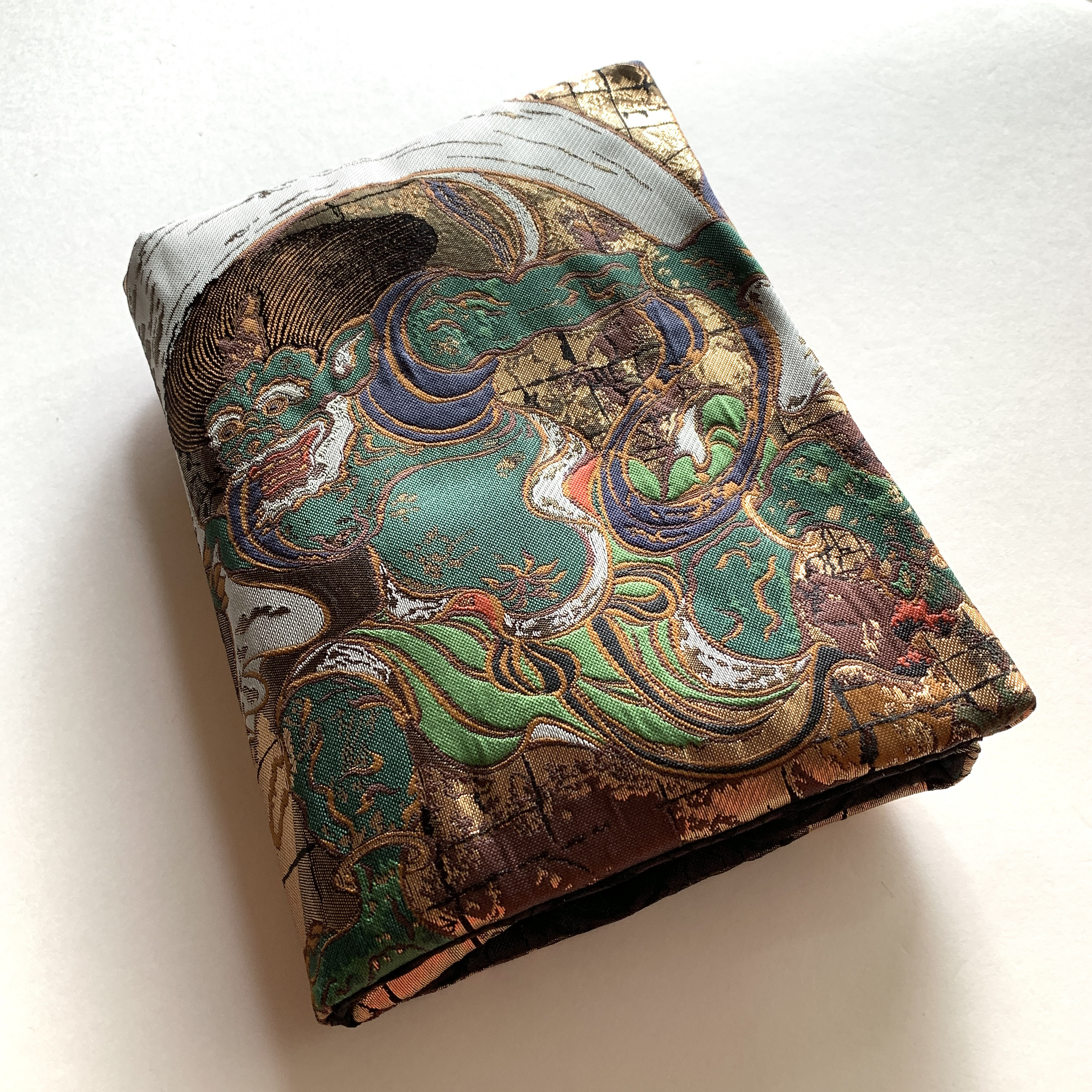 『風神雷神〜三包美』　ブロンズ　御朱印帳袋　B6サイズ1〜2冊用　御朱印帳ポーチ　御朱印帳ケース　御朱印帳入れ　桐生織物