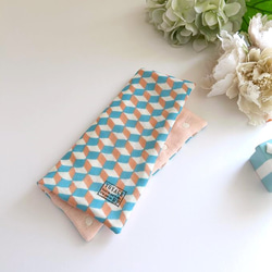 8重ガーゼ大判ハンカチ*あんぱん*アンパン*グレーブルー*群青スター