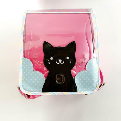 ランドセルカバー【くるピタチェンジ用】黒猫タイプ ブルー色