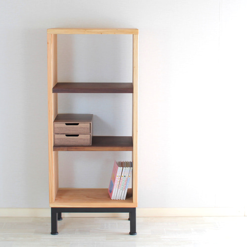 Tana603 脚あり《サイズオーダー可》無垢材×鉄脚のシンプル棚｜高さ