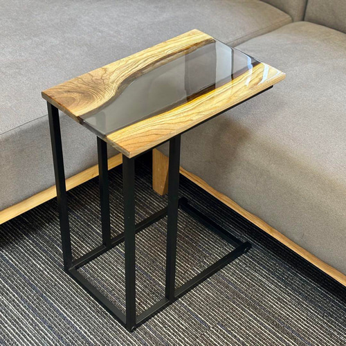 サイドテーブル アイアン 無垢 木製 一枚板 コの字 おしゃれ