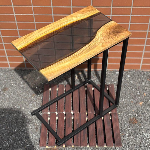 サイドテーブル レジン アイアン 木製 コの字 おしゃれ ミニ 一枚板 北欧 サイドテーブル レジン アイアン 無垢材 木製 コの字 おしゃれ