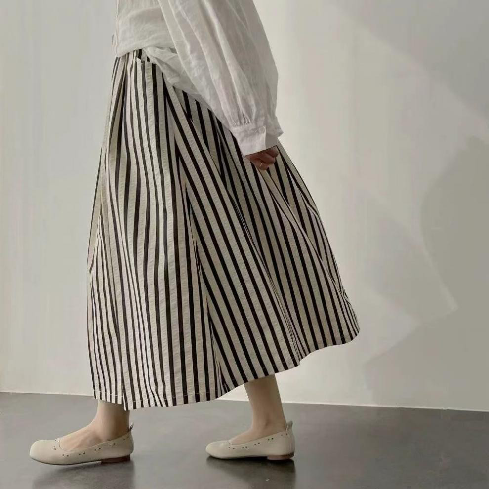 ヴィンテージストライプ きめ感ハーフスカート 25109