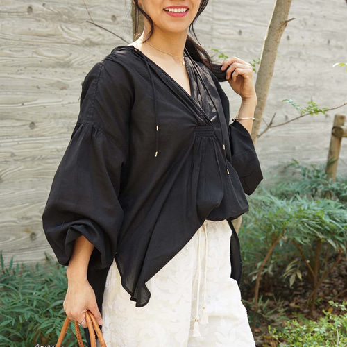 2025新作・即納可】カディコットン・パフスリーブブラウス（NK25-022