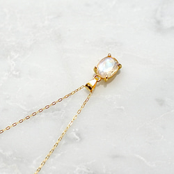 宝石質レインボームーンストーンのオーバルファセットカットネックレス☆ゴールド 5枚目の画像