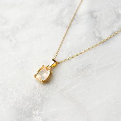 宝石質レインボームーンストーンのオーバルファセットカットネックレス☆ゴールド 3枚目の画像