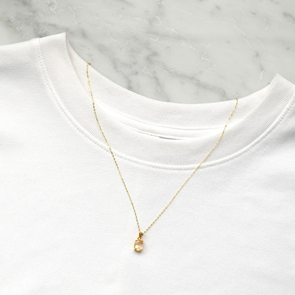 宝石質レインボームーンストーンのオーバルファセットカットネックレス☆ゴールド 8枚目の画像