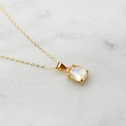 宝石質レインボームーンストーンのオーバルファセットカットネックレス☆ゴールド 4枚目の画像