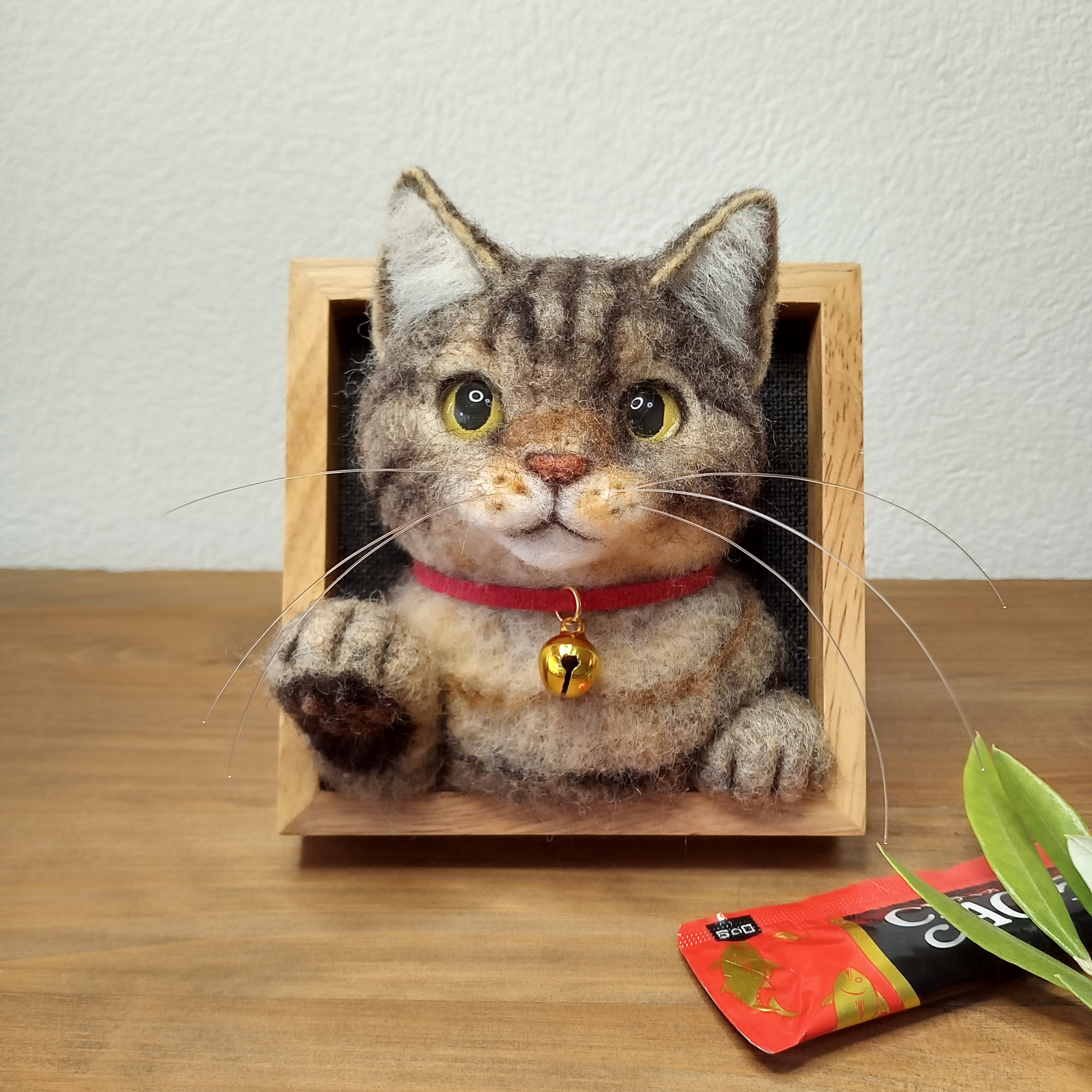 【ねぇねぇ猫ちゃん♡猫の見える窓】キジトラ猫ver.【羊毛フェルト】【猫】【フレーム】