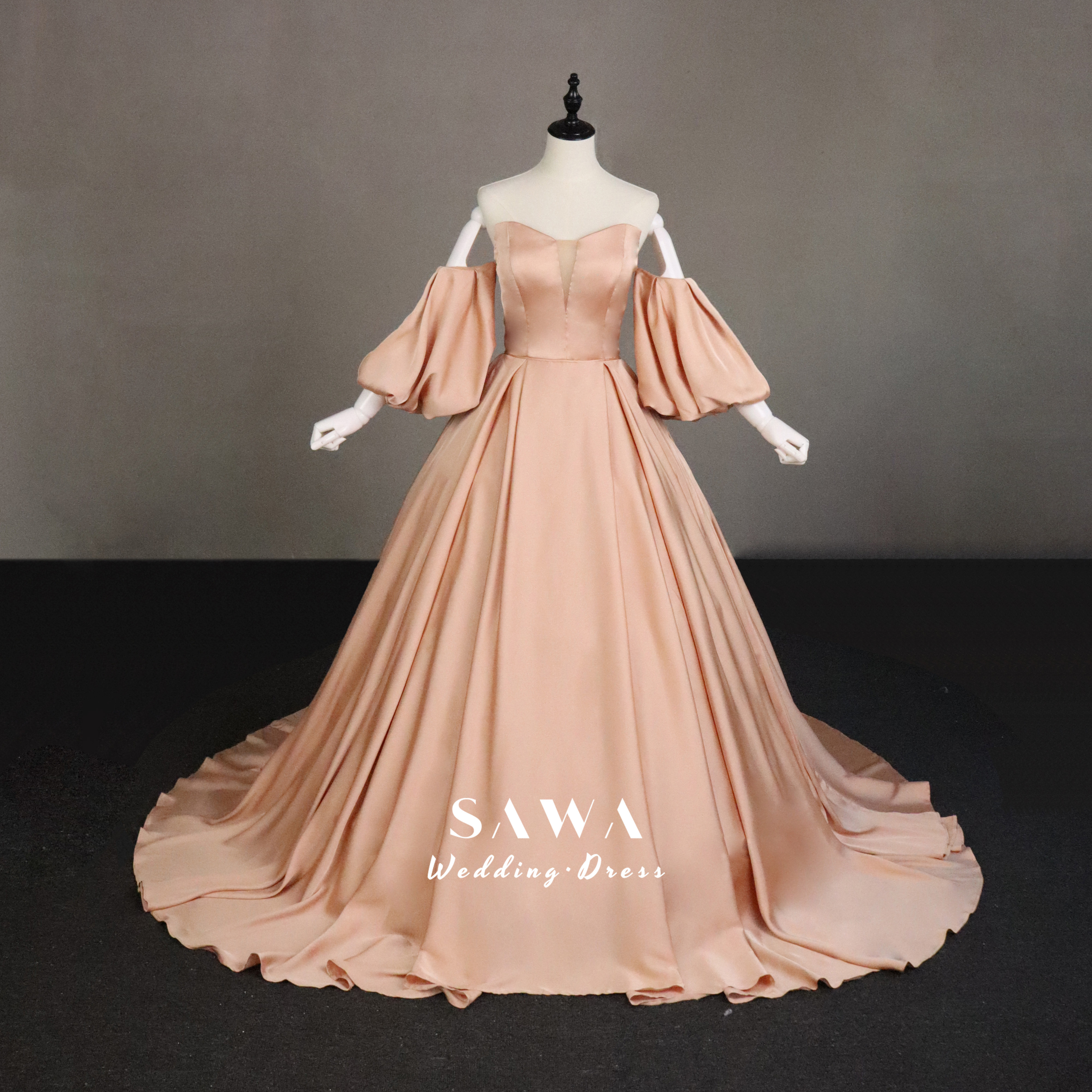 高品質保証　取り外し可能パフスリーブ　二の腕カバー　フレアスカート　上品　お色直し　ボリューム　編み上げ　カラードレス 44,814円