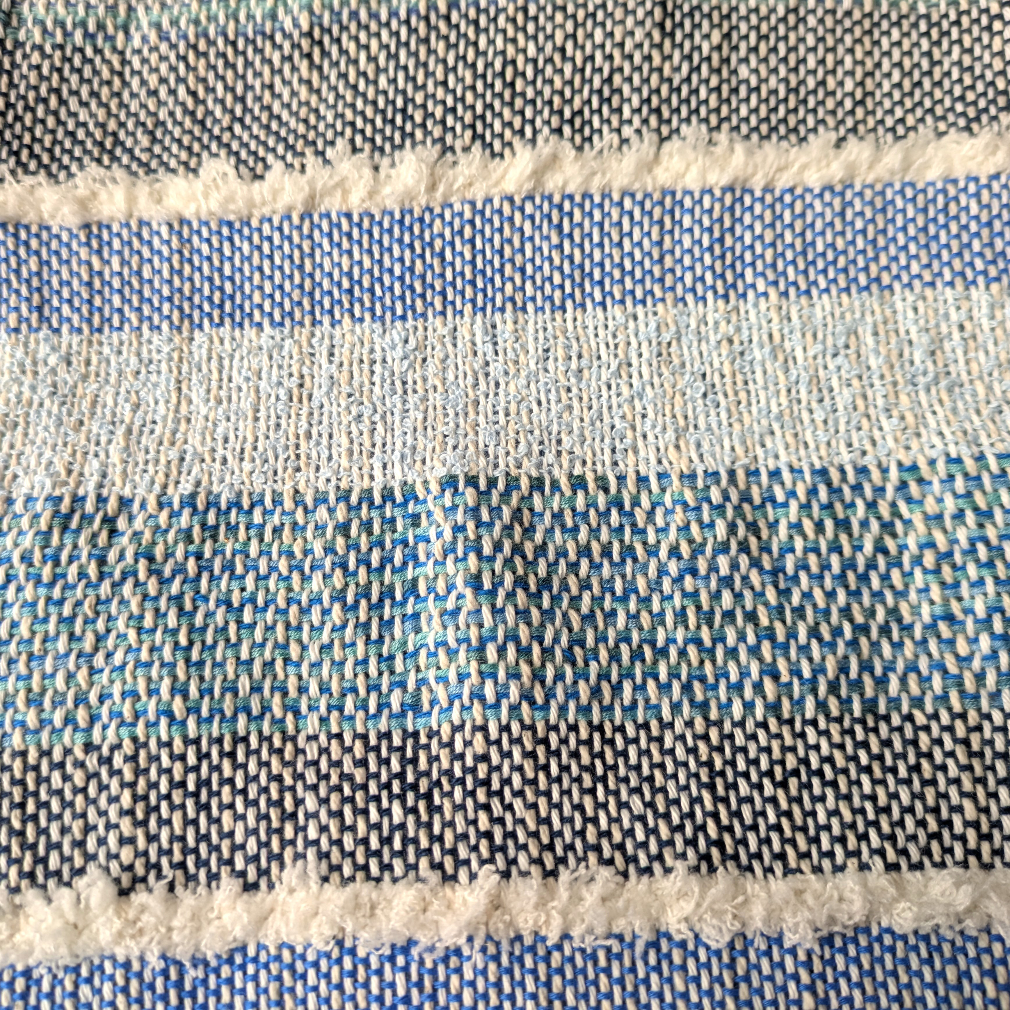 手織り布のバッグ    さわやかブルー系　夏　ランチタイムに持っていきたい　一点もの