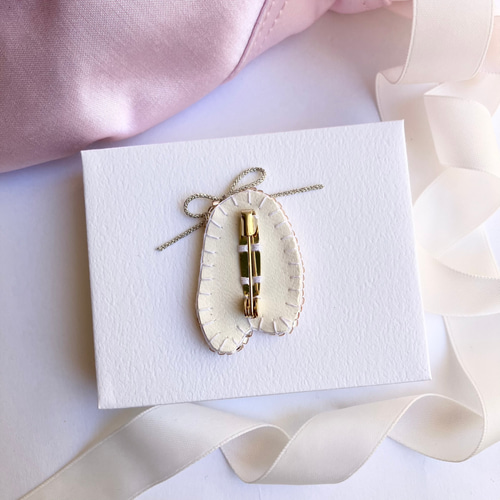 バレエ トゥシューズ ビーズ刺繍ブローチ / ヘアゴム 受注生産
