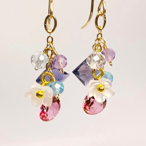 天然石ピアス】フックピアス 14kgf イヤリング ハンドメイド ピアス