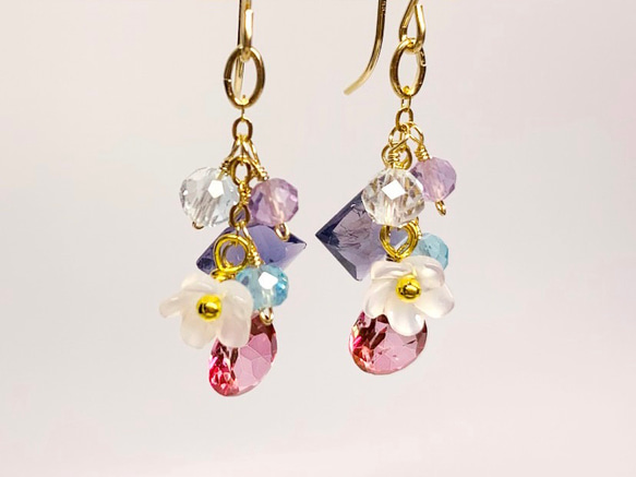 天然石ピアス】フックピアス 14kgf イヤリング ハンドメイド ピアス