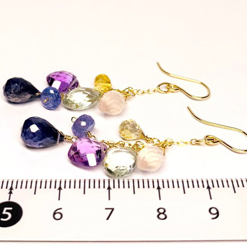 1点もの【天然石ピアス】フックピアス 14kgf イヤリング ハンドメイド