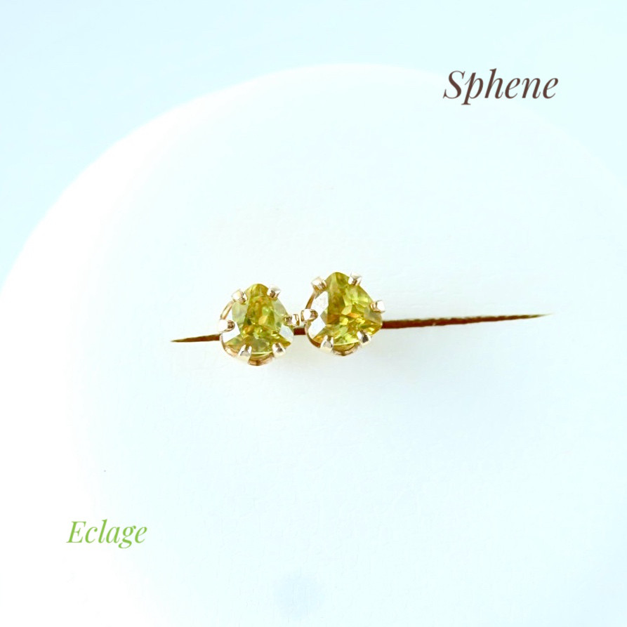 希少石☆スフェーンのスタッドピアス[SPE-003,4](A)