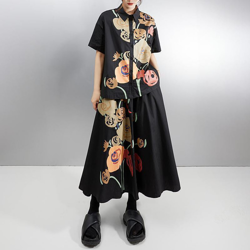 大きいサイズ セットアップ スカート シャツ レディース 春夏 新品 