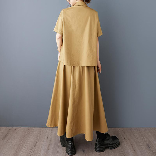 大きいサイズ セットアップ スカート シャツ レディース 春夏 新品 