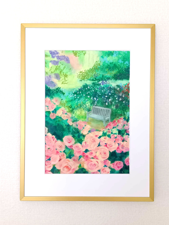 オイルパステル画（15cm）原画 原画 青 オイルパステル 絵画 Hidamari art 通販 16508493