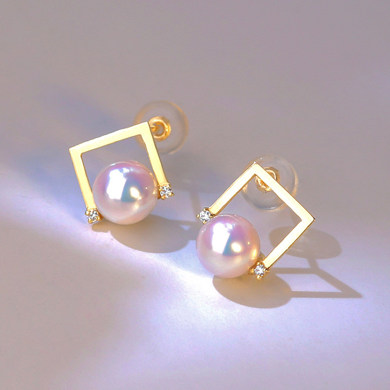 【La Corser】天然日本産 6-6.5mm アコヤ真珠 ピアス 18Kゴールド ラウンドパール エンジェルグレード 超高輝