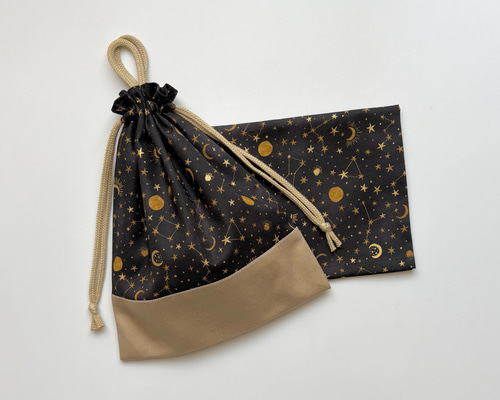 ミッドナイト 給食セット 給食袋 ランチョンマット 花柄 巾着袋