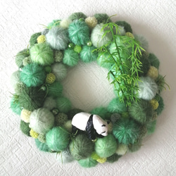 雪で遊ぼう♡毛糸玉のホワイトクリスマスリース リース Allium blue