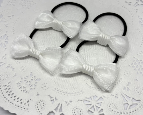 【オーダーページ】　ホワイトウールエッジ　重ねリボン　キッズ　ヘアゴム クリップ オーダーページ】 ホワイトウールエッジ 重ねリボン キッズ