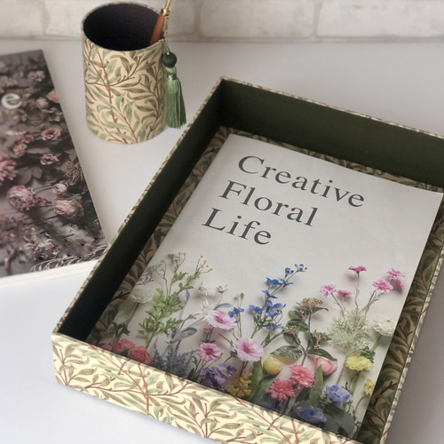 収納トレー〈カルトナージュ〉ウィローボウ柄 フリーボックス