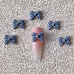 P904(5個)ネイルパーツ リボン 青水色 くすみカラー 韓国ネイル