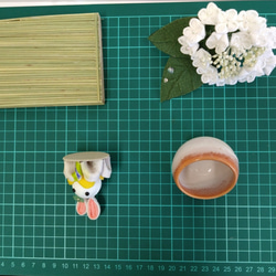 紫陽花　がくあじさい　うさぎ　つまみ細工 3枚目の画像