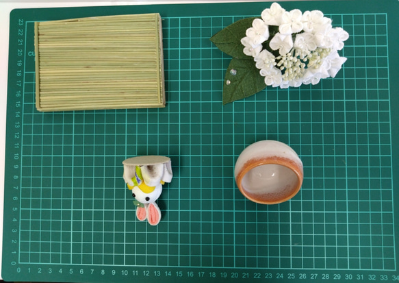紫陽花　がくあじさい　うさぎ　つまみ細工 3枚目の画像