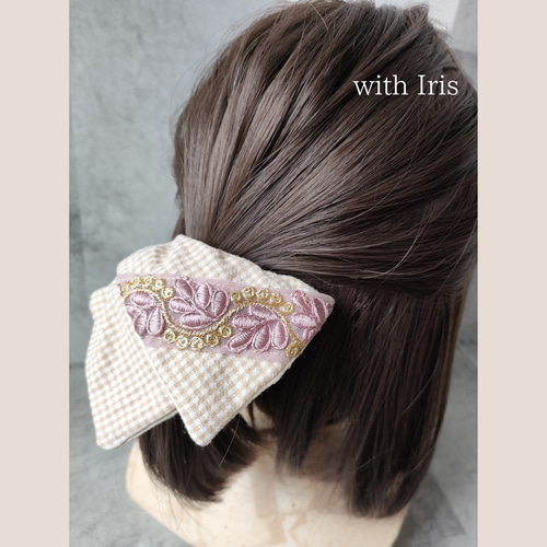 スクエアシュシュ インド刺繍リボン ペットとお揃い シュシュ